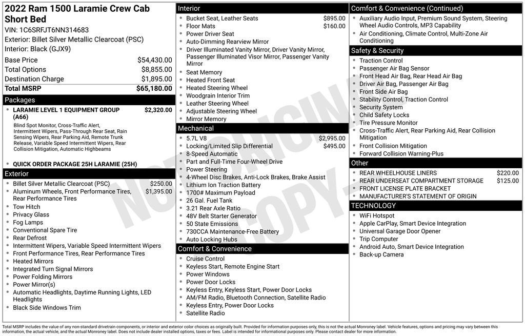 2022 RAM 1500 Laramie Crew Cab 4x4 5'7" Box