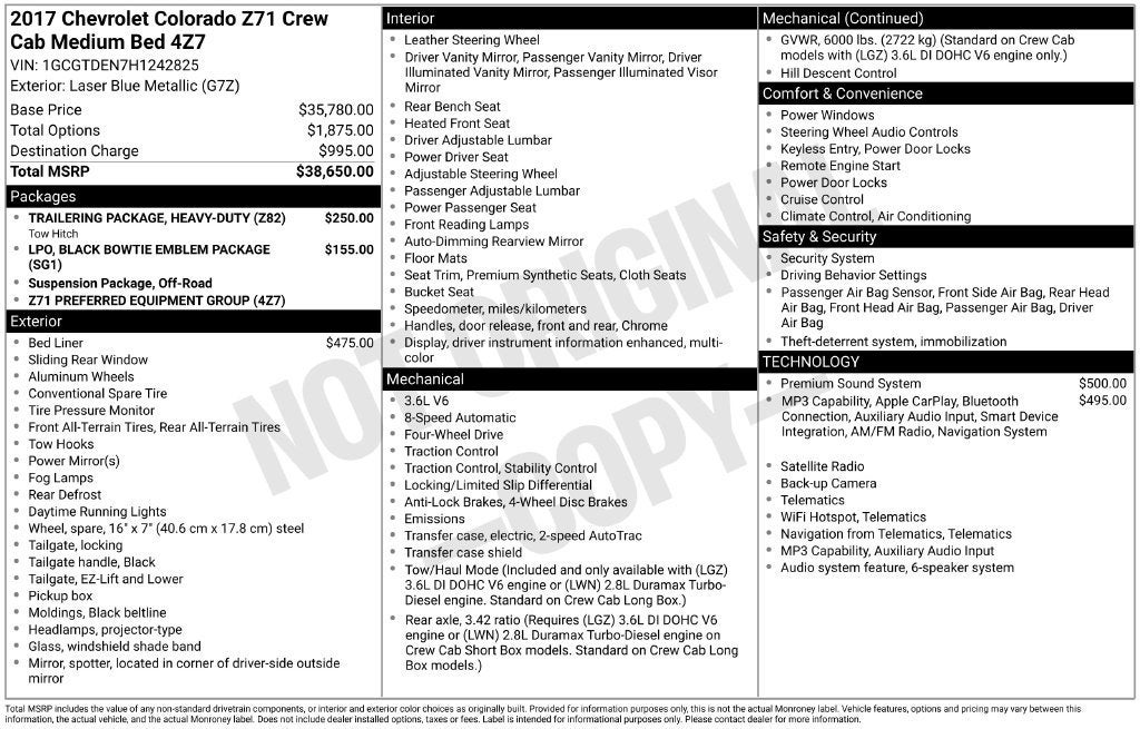 2017 Chevrolet Colorado 4WD Z71