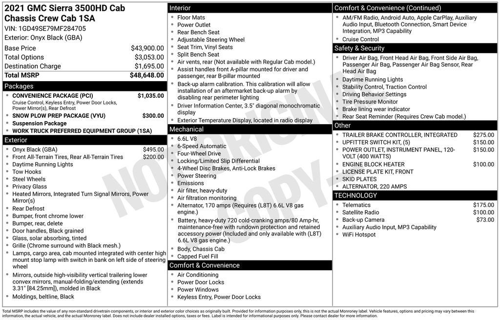 2021 GMC Sierra 3500 HD Chassis Cab JET BLACK