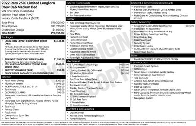 2022 RAM 2500 Limited Longhorn Crew Cab 4x4 6'4" Box