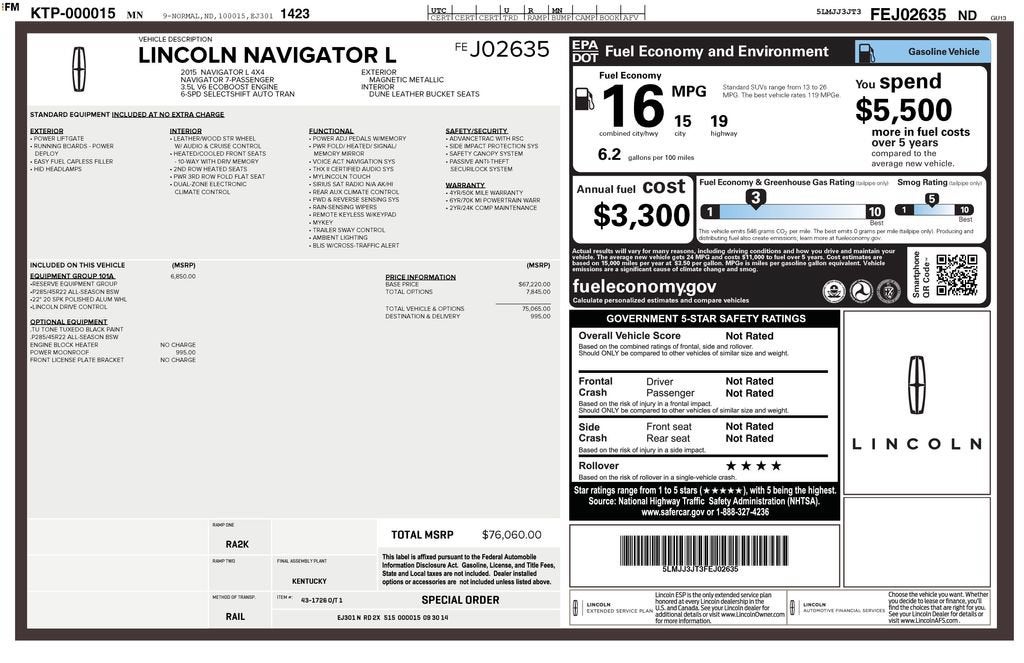 2015 Lincoln Navigator L Base