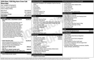 2026 RAM 1500 Big Horn Crew Cab 4x4 5'7" Box