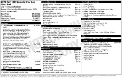 2020 RAM 1500 Laramie Crew Cab 4x4 5'7" Box