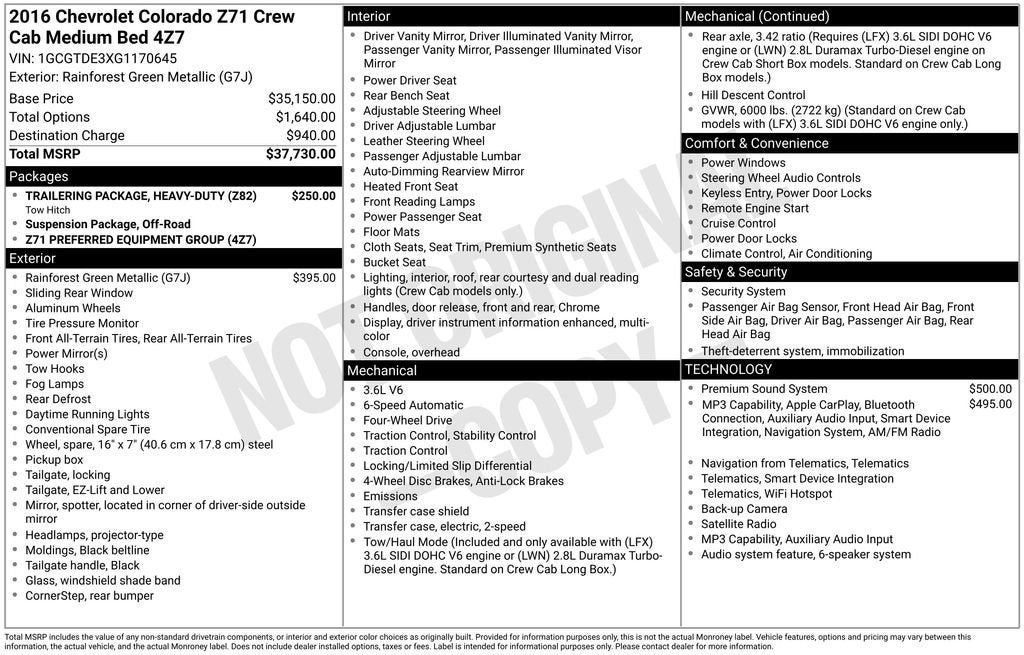 2016 Chevrolet Colorado 4WD Z71