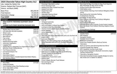 2025 Chevrolet Tahoe High Country