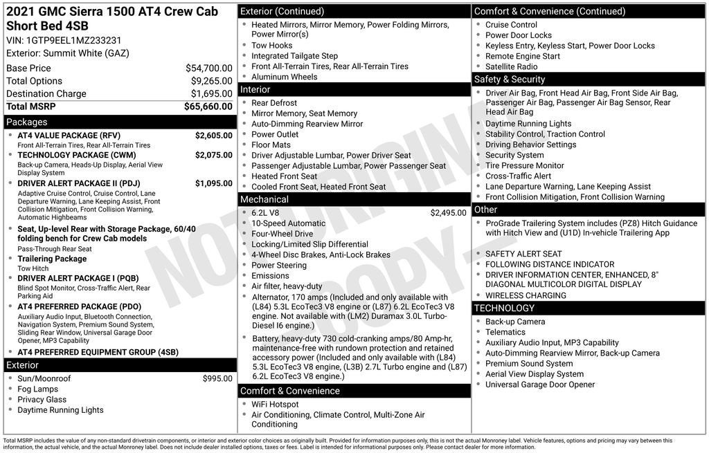 2021 GMC Sierra 1500 AT4