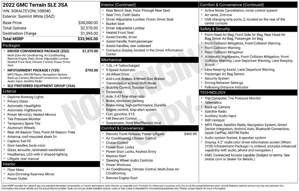 2022 GMC Terrain SLE