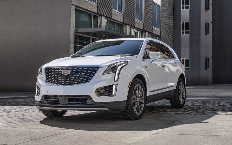 White Cadillac XT5 on street